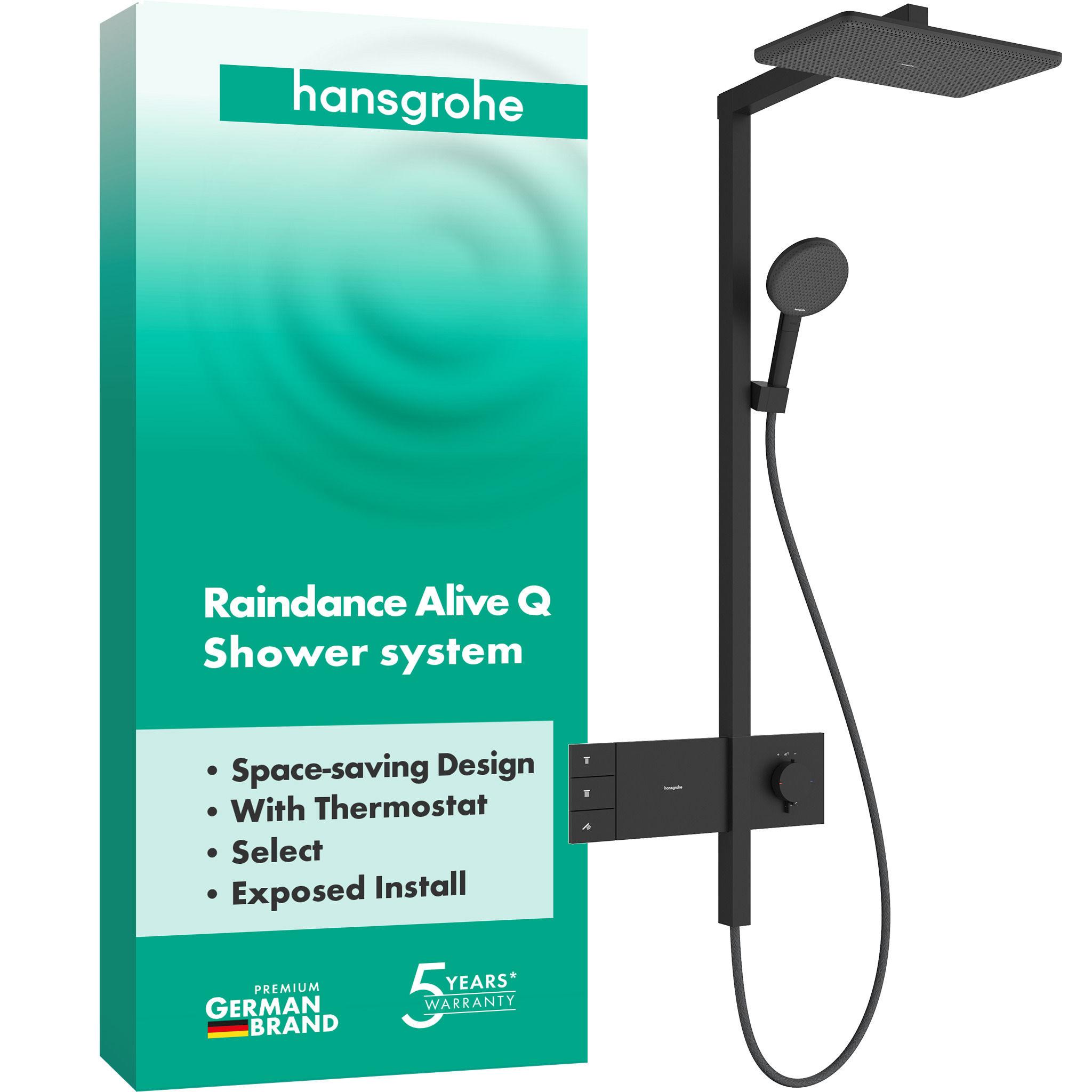 Душова система hansgrohe Raindance Alive Q 210/340 2jet з ShowerSelect Comfort, 24590670 чорний матовий - зображення